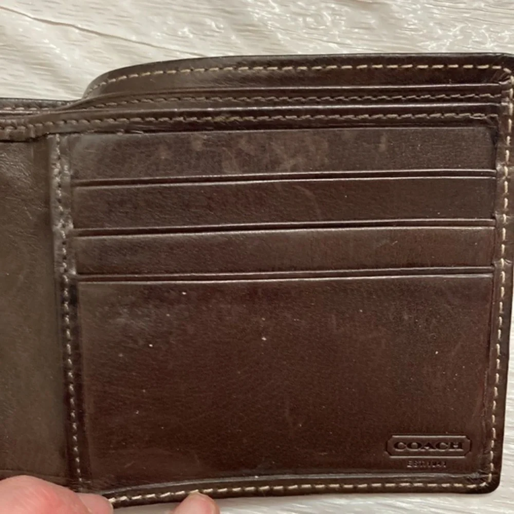 Coach vintage y2k rare signature c brown striped mens bifold wallet rare